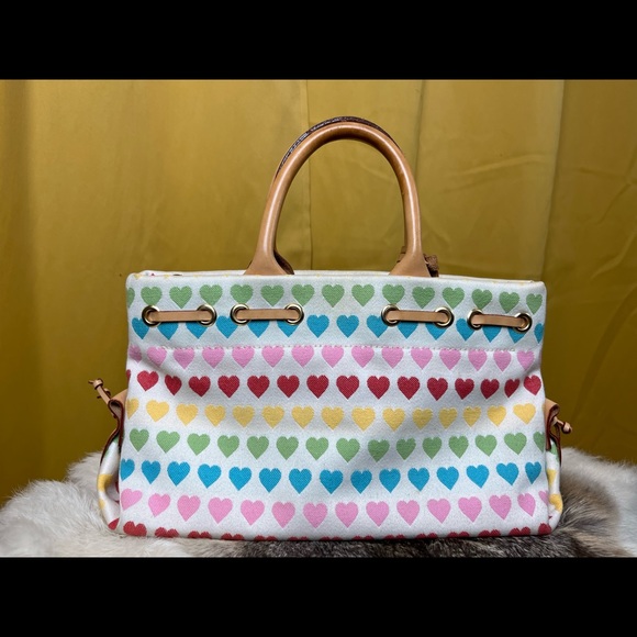 Vintage Dooney & Bourke Rainbow Hearts collection tassel tote NWOT - Picture 2 of 6